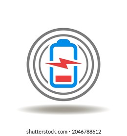 Vector illustration of battery wireless charging. Wireless charge smartphone and other electronic devices symbol.