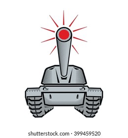 Vector illustration of the battle tank. Grey and black colors.