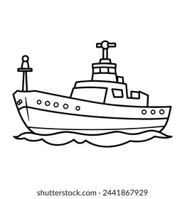 Vector illustration of a battleship outline icon, perfect for maritime projects.