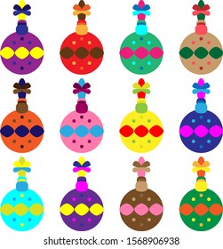 Vector illustration of bauble pattern, Christmas set of colorful baubles