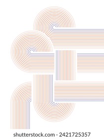 Vector illustration. Bauhaus. Mid-century modern graphics. Minimalist set. Abstract figures. Design elements for social networks, blog posts, banners, cards. Poster. Peach fuzz