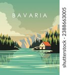 Vector illustration. Bavaria. Poster, banner, postcard, cover. Tourism, travel. Flat design, cartoon style.