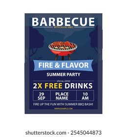 Vector Illustration of BBQ Flyer Poster Template Design