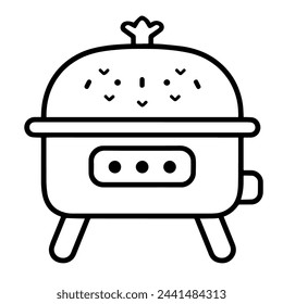 Ilustración vectorial de un icono de contorno de barbacoa, ideal para proyectos de cocina de verano.