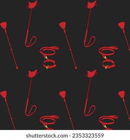 Vector Illustration BDSM Collar Whip Whip Leather Corset Female Spikes Masks Handcuffs Collar Domination Sex Shop Background Red Gray pattern