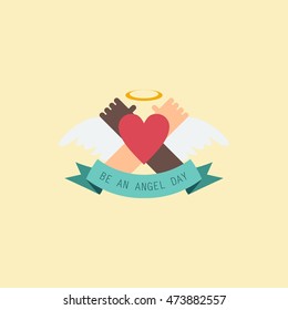 Vector Illustration of Be an Angel Day logo design template. Flat Style Design