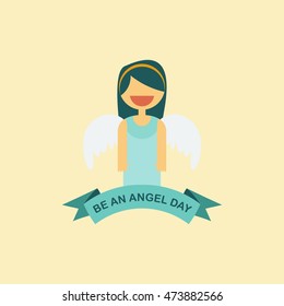 Vector Illustration of Be an Angel Day logo design template. Flat Style Design