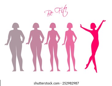 Vector illustration of Be fit, woman silhouette images