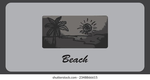 Ilustración vectorial de una playa con un diseño abstracto.