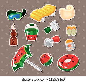 Vector illustration of beach accessories stickers