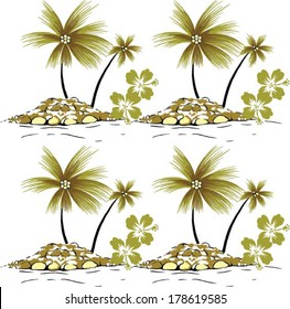 Vector Illustration of a Beach Background with Surfboards and sea