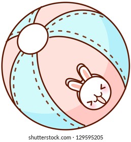 A vector illustration of beach ball with a bunny