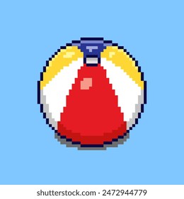 Vector Illustration of beach ball with Pixel Art Design, perfect for game assets themed designs