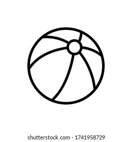 Vector illustration of beach ball with some strips icon or logo use black color and line design style