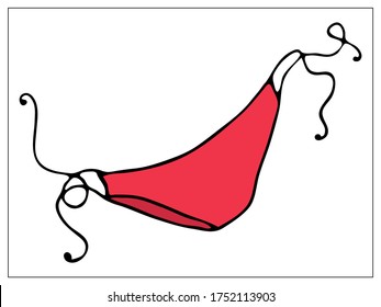 Vector illustration with a beach bikini, panties, beachwear. Stylized drawing for your web site design, logo, icon, app, UI. Isolated stock illustration on white background. Cartoon style