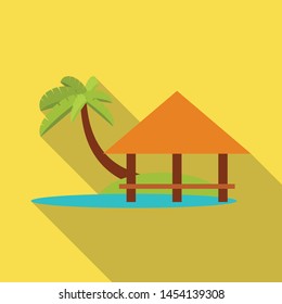 Vector illustration of beach and bungalow logo. Set of beach and romantic vector icon for stock.