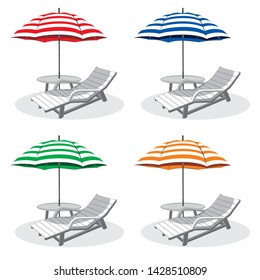 Vector illustration of a beach chair with umbrella