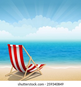 Vector illustration of beach chairs at the sunny coast