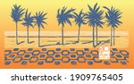 Vector illustration of beach, coastline landscape.