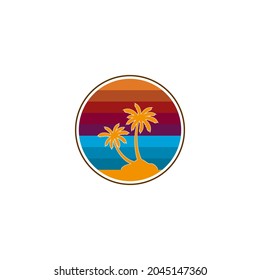 vector illustration of beach and coconut trees for icons, symbols and logos. simple sunset logo. summer logo