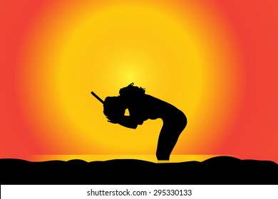 Vector illustration of a beach with divers.