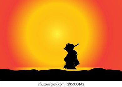 Vector illustration of a beach with divers.