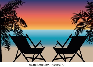 Vector illustration of beach evening beach