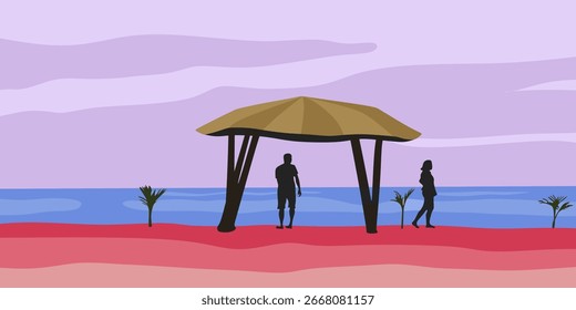 Vector illustration with beach holiday concept.