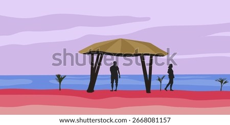 Vector illustration with beach holiday concept.