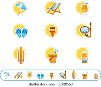vector illustration of beach icons