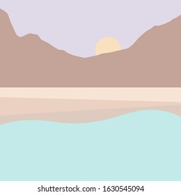 Vector Illustration of beach and mountains