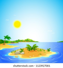 vector illustration beach palm island plants