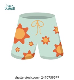 Vektorillustration von Strandhosen mit einem interessanten Motiv. Sommerthema