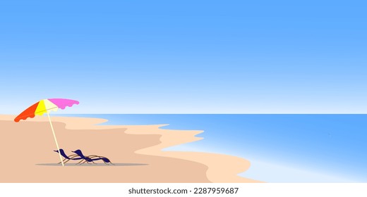 ilustración vectorial playa arena verano horizonte mar naturaleza viajes marítimos vacaciones paisaje costa fondo al aire libre oleaje de viento relajar hermosa relajación