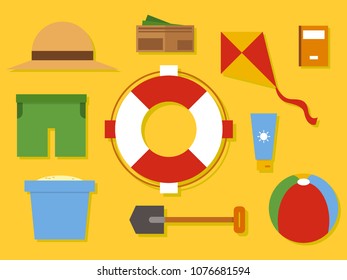 Vector illustration of a Beach Summer Holiday Set