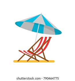 Vector illustration. Beach umbrella with a chaise longue.
