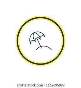Vector illustration of beach umbrella icon line. Beautiful hotel element also can be used as parasol icon element.