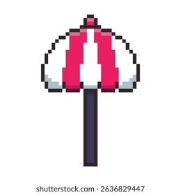 Vector Illustration of Beach Umbrella Icon with Pixel Art Design, perfect for game assets themed designs