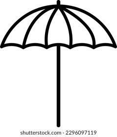 Vector illustration of a beach umbrella line icon. Summer vacation at sea. Solar protection.