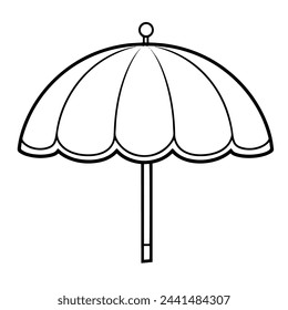 Vector illustration of a beach umbrella outline icon, perfect for vacation projects.