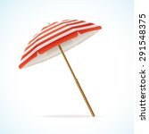 Vector illustration Beach Umbrella Red and White. The symbol of a holiday by the sea