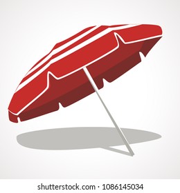 Vector illustration Beach Umbrella Red and White. The symbol of a holiday by the sea