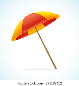 Vector illustration Beach Umbrella Red Yellow isolated on a white background. 