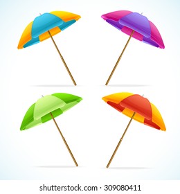 Vector illustration Beach Umbrella Set. The symbol of summer vacation