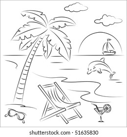  Vector Illustration of beach vacation