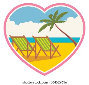 Vector illustration of a beach vacation for lovers