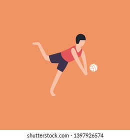 Vector illustration of beach volleyball player isolated on a background. Colorful flat drawing