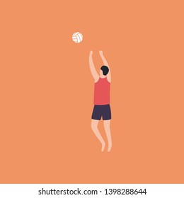 Vector illustration of beach volleyball player isolated on a background. Colorful flat drawing