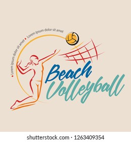 Vector illustration, beach volleyball symbol