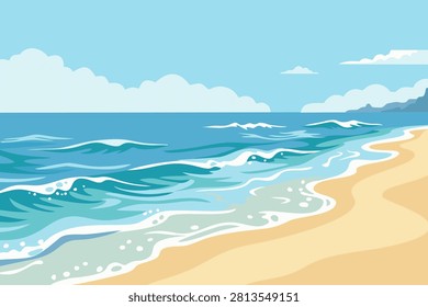 Vector illustration of a beachside scene